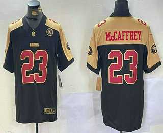 Men%27s San Francisco 49ers #23 Christian McCaffrey Balck Golden FUSE Vapor Limited Stitched Jersey Dzhi->san francisco 49ers->NFL Jersey